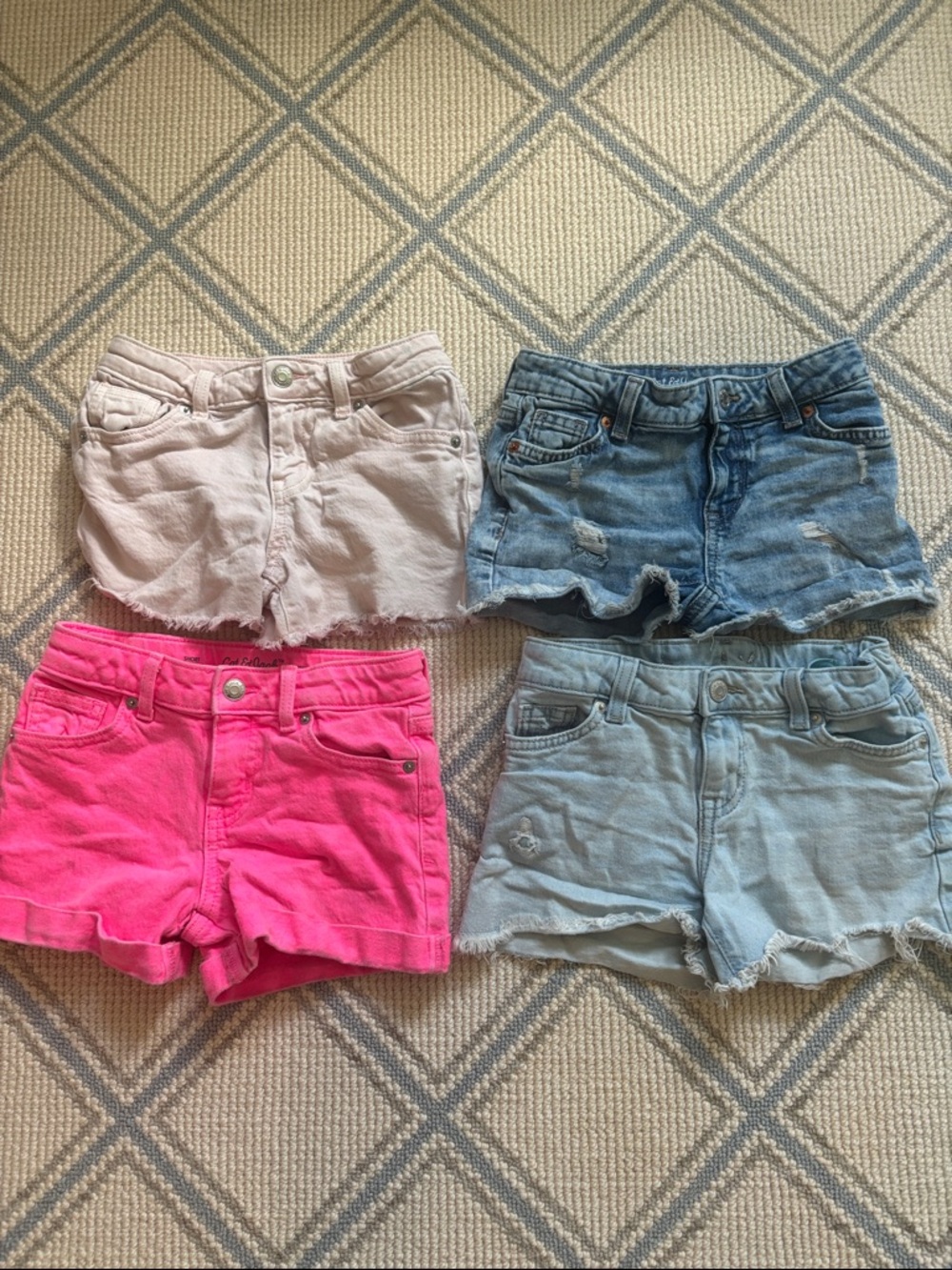 EUC Cat & Jack Girls' Shorts Pack - Hot Pink, Blush, Light Blue, Denim Sz 6-7